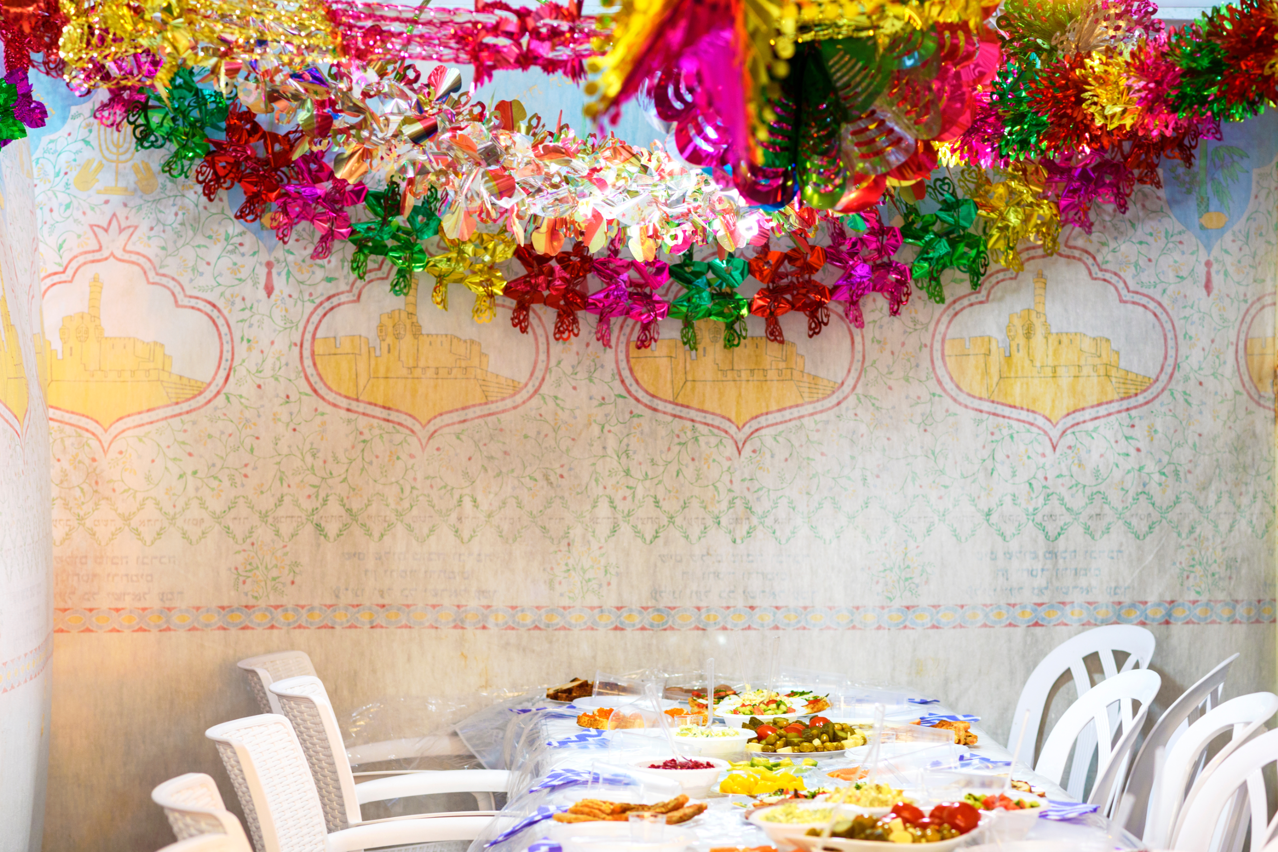 Image of the inside of a Sukkah