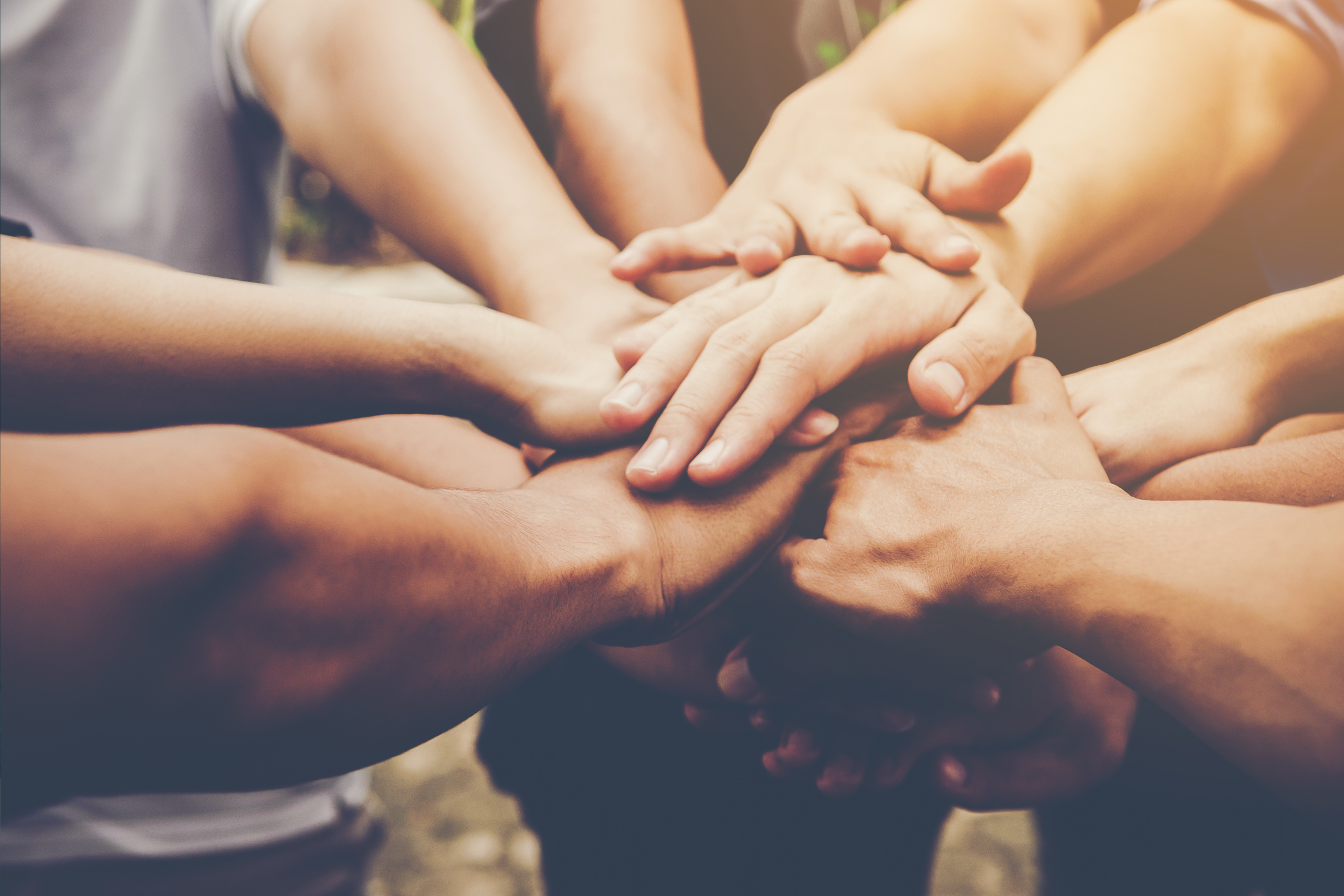 Image of a group of hands coming together.